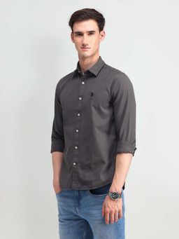 U.S. Polo Assn. Denim Co. - Men Grey Solid Slim Fit Casual Shirt