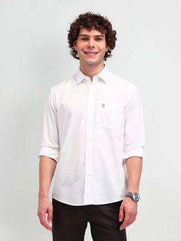 U.S. Polo Assn. Denim Co. - Men White Solid Slim Fit Casual Shirt