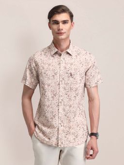 U.S. POLO ASSN. - Men Peach Printed Regular Fit Casual Shirt