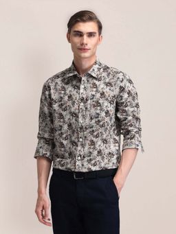 U.S. POLO ASSN. - Men Grey Printed Tailored Fit Casual Shirt
