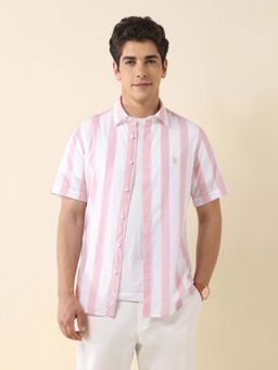 U.S. POLO ASSN. - Men Pink Stripes Tailored Fit Casual Shirt