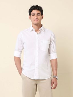 U.S. POLO ASSN. - Men White Solid Tailored Fit Casual Shirt