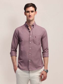 U.S. POLO ASSN. - Men Pink Solid Tailored Fit Casual Shirt
