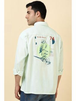 Allen Solly - Men Cotton Solid Collar Neck Relaxed Fit Blue Shirt