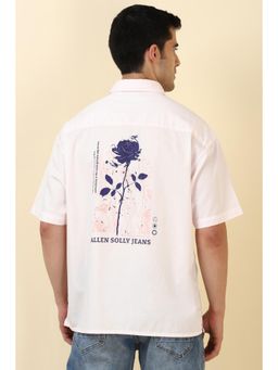 Allen Solly - Men Cotton Solid Collar Neck Relaxed Fit Pink Shirt