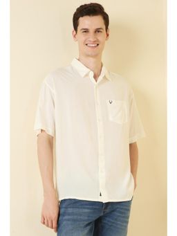 Allen Solly - Men Rayon Solid Collar Neck Relaxed Fit Beige Shirt