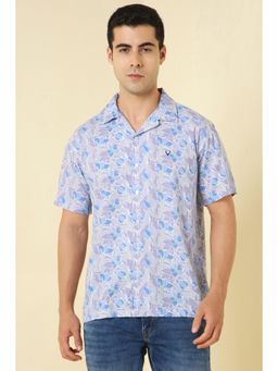 Allen Solly - Men Cotton Blend Printed Notched Lapel Relaxed Fit Multi-Color Shirt