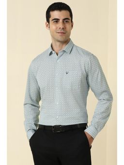 Allen Solly - Men Cotton Checks Collar Neck Slim Fit Light Blue Shirt