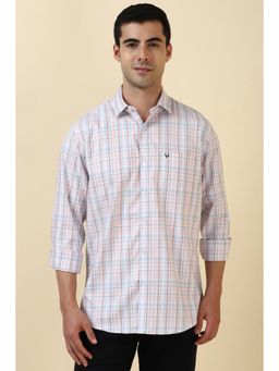 Allen Solly - Men Cotton Checks Collar Neck Slim Fit Pink Shirt