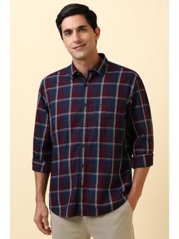 Allen Solly - Men Cotton Checks Collar Neck Slim Fit Multi-Color Shirt