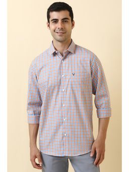 Allen Solly - Men Cotton Checks Collar Neck Slim Fit Multi-Color Shirt