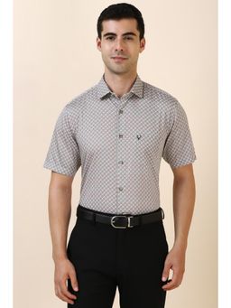 Allen Solly - Men Cotton Geometric Collar Neck Slim Fit White Shirt