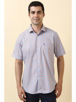 Allen Solly - Men Cotton Checks Collar Neck Slim Fit Multi-Color Shirt