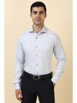 Allen Solly - Men Cotton Textured Collar Neck Regular Fit Grey Shirt