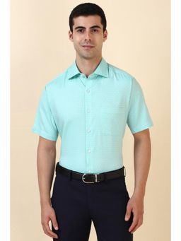 Allen Solly - Men Cotton Polka Dots Collar Neck Regular Fit Blue Shirt