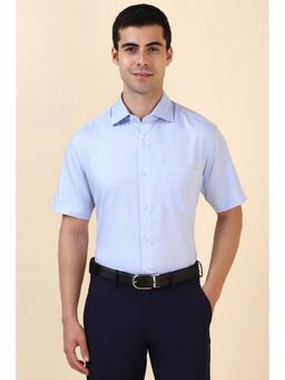 Allen Solly - Men Cotton Printed Collar Neck Regular Fit Blue Shirt