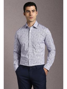 Louis Philippe - Men Cotton Printed Collar Neck Regular Fit Blue Shirt