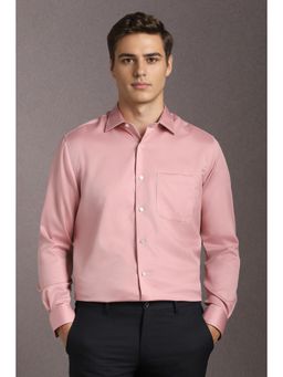 Louis Philippe - Men Cotton Solid Collar Neck Regular Fit Pink Shirt