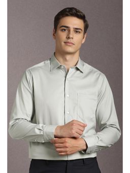 Louis Philippe - Men Cotton Solid Collar Neck Regular Fit Grey Shirt