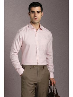 Louis Philippe - Men Cotton Printed Collar Neck Regular Fit Pink Shirt