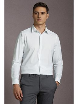 Louis Philippe - Men Nylon Blended Printed Collar Neck Slim Fit White Shirt