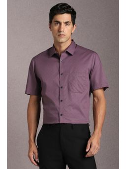 Louis Philippe - Men Cotton Printed Collar Neck Regular Fit Purple Shirt