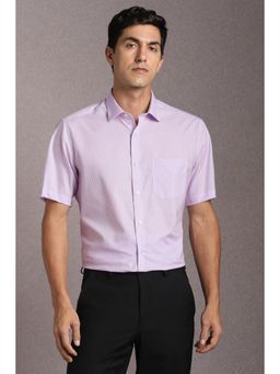 Louis Philippe - Men Cotton Checks Collar Neck Regular Fit Purple Shirt