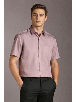 Louis Philippe - Men Cotton Solid Collar Neck Regular Fit Pink Shirt