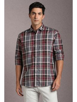 Louis Philippe - Men Cotton Checks Collar Neck Slim Fit Multi-Color Shirt