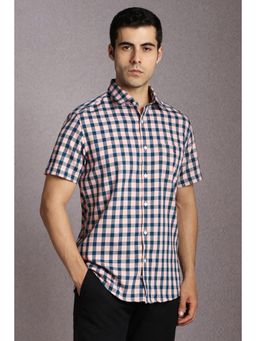 Louis Philippe - Men Cotton Checks Collar Neck Slim Fit Multi-Color Shirt