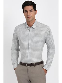 Peter England - Men Cotton Blend Checks Collar Neck Regular Fit Grey Shirt