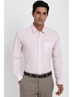 Peter England - Men Cotton Printed Collar Neck Regular Fit Pink Shirt