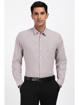 Peter England - Men Cotton Blend Printed Collar Neck Slim Fit Maroon Shirt