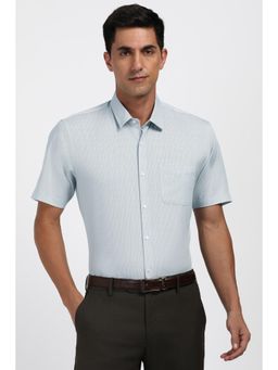 Peter England - Men Cotton Printed Collar Neck Regular Fit Blue Shirt