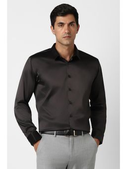 Van Heusen - Men Polyester Blend Solid Collar Neck Slim Fit Black Shirt