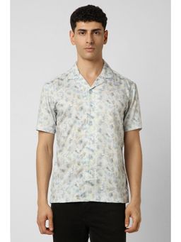 Van Heusen - Men Cotton Printed Collar Neck Slim Fit Grey Shirt