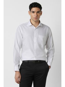 Van Heusen - Men Cotton Solid Collar Neck Regular Fit White Shirt