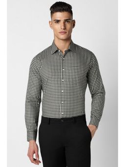 Van Heusen - Men Cotton Checks Collar Neck Slim Fit Black Shirt