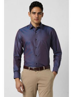 Van Heusen - Men Cotton Solid Collar Neck Regular Fit Purple Shirt
