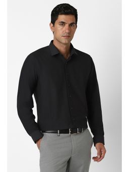 Van Heusen - Men Polyester Textured Collar Neck Slim Fit Black Shirt