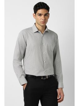 Van Heusen - Men Cotton Stripes Collar Neck Regular Fit Grey Shirt