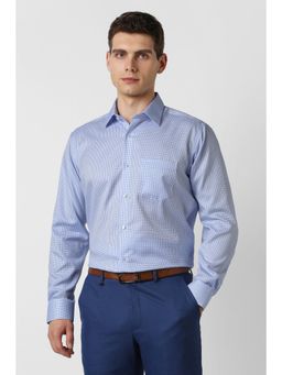 Van Heusen - Men Cotton Checks Collar Neck Regular Fit Blue Shirt