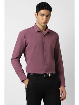 Van Heusen - Men Polyester Blend Printed Collar Neck Slim Fit Maroon Shirt