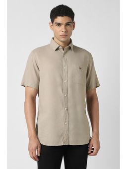 Van Heusen - Men Lyocell Blend Textured Collar Neck Slim Fit Grey Shirt