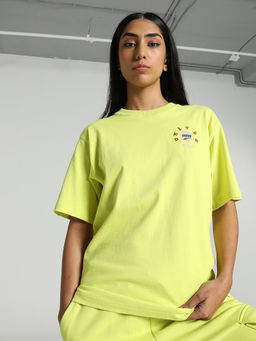 Puma - Downtown Relaxed Graphic Women Green T-Shirt