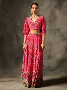 Saundh - Safar Pink Blouse with lehenga (Set of 2)
