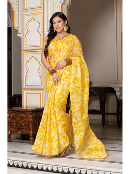 Indi Inside - Yellow Tie & Dye Saree with Unstitched Blouse