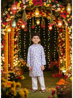 Maaesa - Boys Blue Floral Kurta and Pyjama