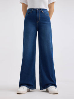 Pepe Jeans - Women Blue Wide Leg Fit High Rise Jeans