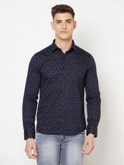 CRIMSOUNE CLUB - Mens Navy Blue Floral Shirt